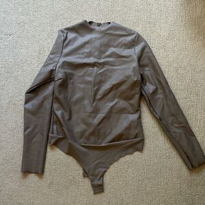 NWOT Skims Faux Leather Long Sleeve Bodysuit XL